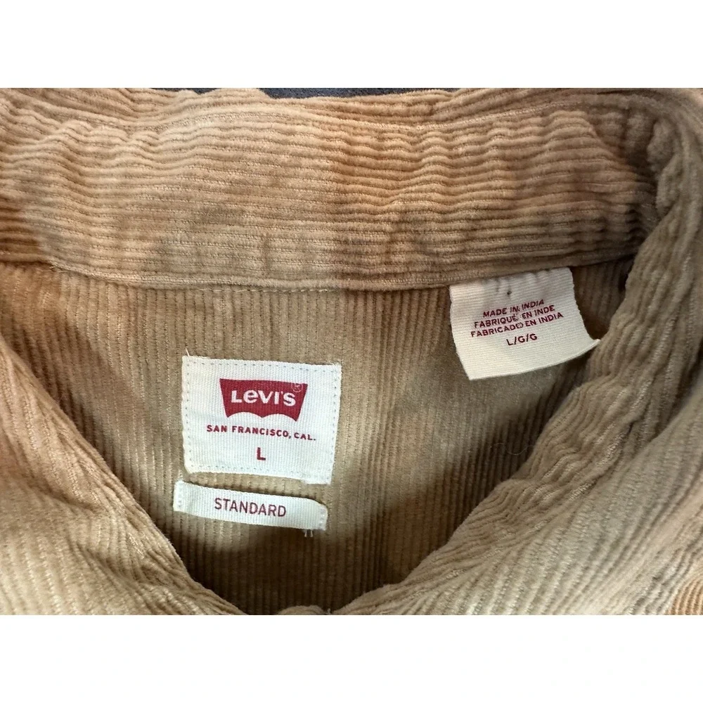 Levi's Shirt Mens Corduroy Western Cowboy Pearl Snap Outdoor 100% Cotton Size L